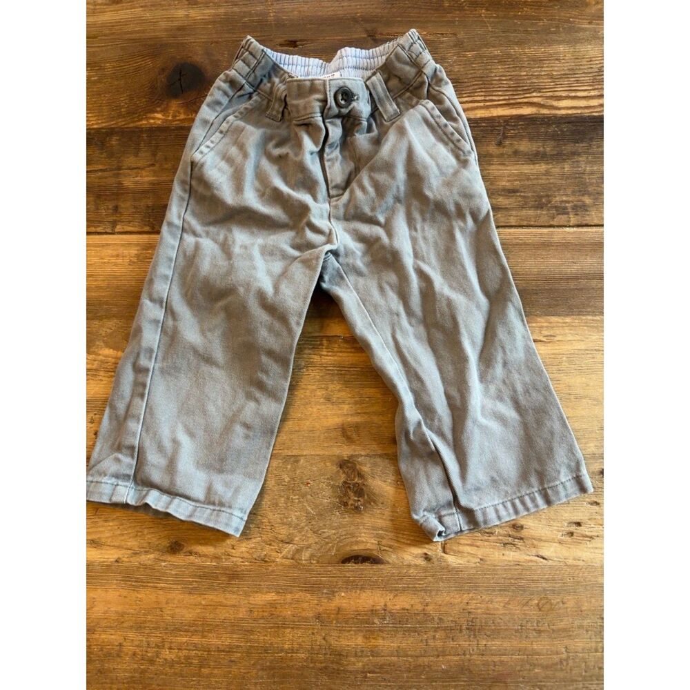Janie and Jack 12-18M Gray Cotton Chino Pants Elastic Back Waist